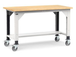 Banco da lavoro Fami Work 150cm grigio con ruote e piano in legno