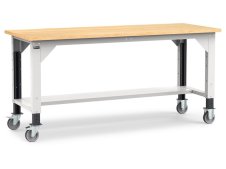 Banco da lavoro Fami Work 200cm grigio con ruote e piano in legno