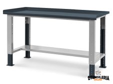 Banco da lavoro Fami regolabile con piano in acciaio 1507x705x740/1110mm