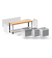 Banco da lavoro Fami regolabile con piano in legno 2000x750x740/1110mm