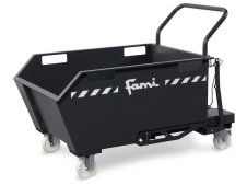 Benna ribaltabile con ruote Fami 1307x800x953mm trasportabile con muletto, portata 600Kg
