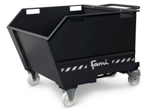 Benna ribaltabile con ruote Fami 1400x1152x970mm trasportabile con muletto, portata 1350Kg