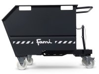 Benna ribaltabile con ruote Fami 1412x800x970mm trasportabile con muletto, portata 1000Kg