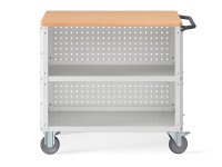 Carrello a tre ripiani Clever Large Fami piano in legno, portata 300kg + 3 pannelli forati