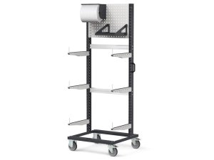Carrello rastrelliera Fami Bin Cart 0709 con pannello forato e accessori, 761x668x1965mm