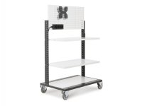 Carrello componibile Fami Bin Cart 1005 con pannello forato e mensole, 1067x668x1677mm