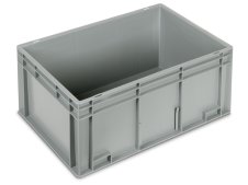 Cassetta in plastica Fami Euro Box 600x400x280mm con maniglie chiuse e fondo liscio