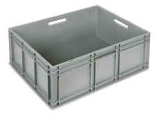 Cassetta in plastica Fami Euro Box 800x600x320mm con maniglie aperte e fondo modulare