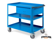 Carrello a tre ripiani Clever Large Fami 1024x615x847mm portata 300kg + cassetto