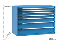 Cassettiera Fami Master 1428x726x1000mm blu con 7 cassetti ad estrazione regolabile
