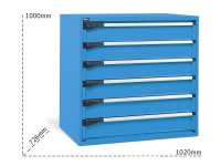 Cassettiera per industria Fami Master DE 1020x726x1000mm blu con 6 cassetti, 2000Kg