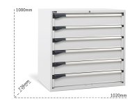 Cassettiera per industria Fami Master DE 1020x726x1000mm grigio con 6 cassetti, 2000Kg