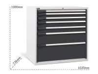 Cassettiera per industria Fami Master DE 1020x726x1000mm bicolore con 7 cassetti, 2000Kg