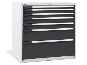 Cassettiera per industria Fami Master DE 1020x726x1000mm bicolore con 7 cassetti, 2000Kg