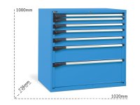 Cassettiera per industria Fami Master DE 1020x726x1000mm blu con 7 cassetti, 2000Kg