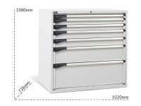 Cassettiera per industria Fami Master DE 1020x726x1000mm grigio con 7 cassetti, 2000Kg