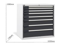 Cassettiera per industria Fami Master DE 1020x726x1000mm bicolore con 8 cassetti, 2000Kg