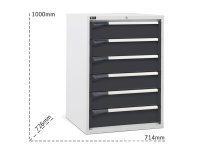 Cassettiera per industria Fami Master DE 714x726x1000mm bicolore con 6 cassetti, 2000Kg