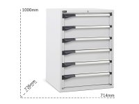 Cassettiera per industria Fami Master DE 714x726x1000mm grigio con 6 cassetti, 2000Kg
