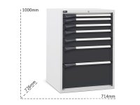Cassettiera per industria Fami Master DE 714x726x1000mm bicolore con 7 cassetti, 2000Kg