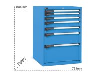 Cassettiera per industria Fami Master DE 714x726x1000mm blu con 7 cassetti, 2000Kg