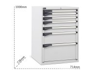 Cassettiera per industria Fami Master DE 714x726x1000mm grigio con 7 cassetti, 2000Kg