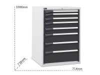 Cassettiera per industria Fami Master DE 714x726x1000mm bicolore con 8 cassetti, 2000Kg