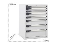 Cassettiera per industria Fami Master DE 714x726x1000mm grigio con 8 cassetti, 2000Kg