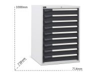 Cassettiera per industria Fami Master DE 714x726x1000mm bicolore con 9 cassetti, 2000Kg