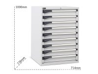 Cassettiera per industria Fami Master DE 714x726x1000mm grigio con 9 cassetti, 2000Kg