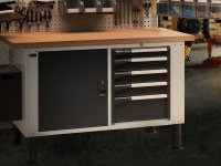 Cassettiera da banco Fami Master blu a 4 cassetti ad estrazione regolabile 561x573x800mm