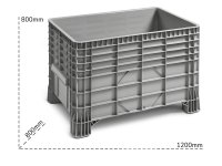 Cassone sovrapponibile Fami 1200x800x800mm in PE-HD, 550lt