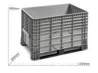 Cassone industriale Fami 1200x800x800mm in PE-HD con traverse, 550lt