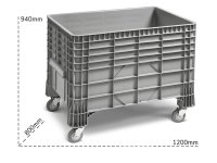 Cassone industriale Fami 1200x800x940mm in PE-HD con ruote, 550lt