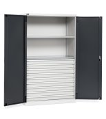 Armadio ante battenti Fami Perfom 1193x555x2000mm con 2 ripiani e 7 cassetti, portata 800 Kg