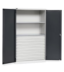 Armadio ante battenti Fami Perfom 1193x555x2000mm con 2 ripiani e 7 cassetti, portata 800 Kg