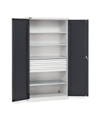Armadio ante battenti Fami Perfom 1023x555x2000mm con 4 ripiani e 3 cassetti, portata 800 Kg