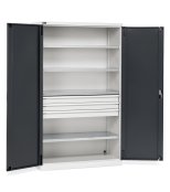 Armadio ante battenti Fami Perfom 1193x555x2000mm con 4 ripiani e 3 cassetti, portata 800 Kg