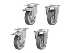 Kit ruote gomma antitraccia Ø125 mm per WorkUp e carrelli Fami Bin Cart e (4pz)