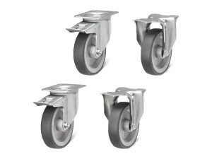 Kit ruote gomma antitraccia Ø125 mm per WorkUp e carrelli Fami Bin Cart e (4pz)
