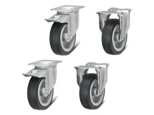 Kit ruote gomma elastica Ø125 mm per carrelli Fami Bin Cart (4pz)