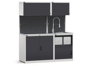Arredo modulare Fami GARAGE038 con lavandino, armadio ad anta e vano rifiuti, 1734mm
