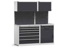 Arredo modulare Fami GARAGE045 piano acciaio, cassettiera e armadio tecnico, 1734mm