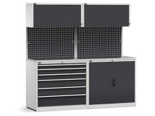 Arredo modulare Fami GARAGE047 piano acciaio, cassettiera e armadio, 2040mm