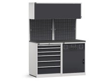 Arredo modulare Fami GARAGE035 piano gommato con cassettiera e armadio tecnico, 1428mm