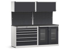 Arredo modulare Fami GARAGE058 piano gommato, cassettiera e armadio policarbonato, 2040mm