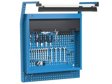 Parete attrezzata Fami Work Look 1015x710x1243mm blu con tapparella, lampada e 120 ganci