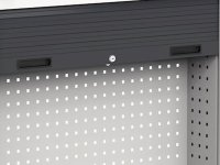 Parete attrezzata Fami Work Look 2000x710x1243mm grigio con 2 tapparelle, lampada e 240 ganci