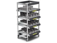 Scaffale dinamico a rulli Fami Kanban FIFO ST1103 1118x1009x2164mm a 4 telai inclinati con ruote