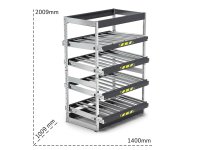 Scaffale dinamico a rulli Fami Kanban FIFO ST1401 1400x1009x2009mm a 4 telai inclinati